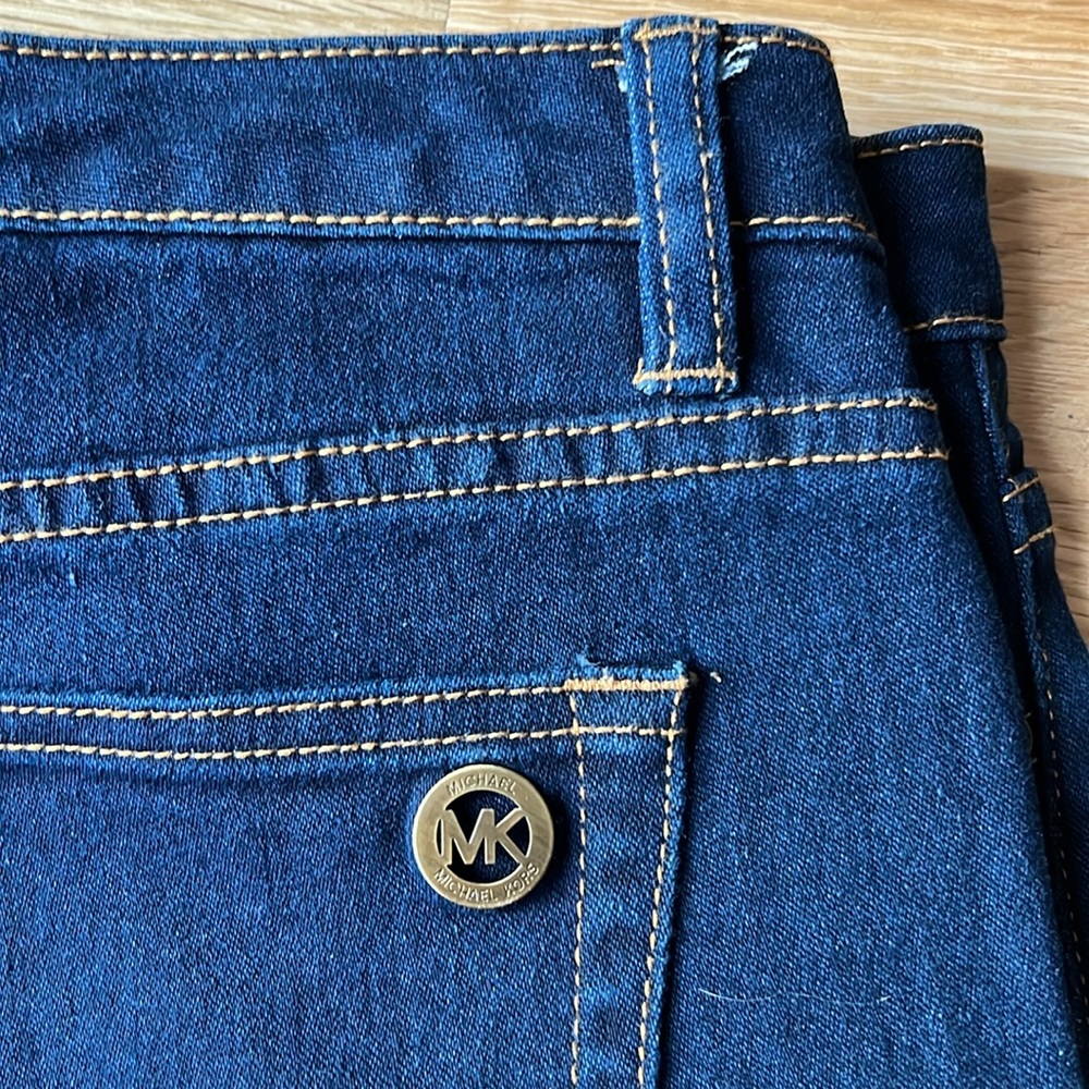 Michael Kors Cropped Dark Jeans, Gold Stitching, Stretch, size 10 - Picture 5 of 6